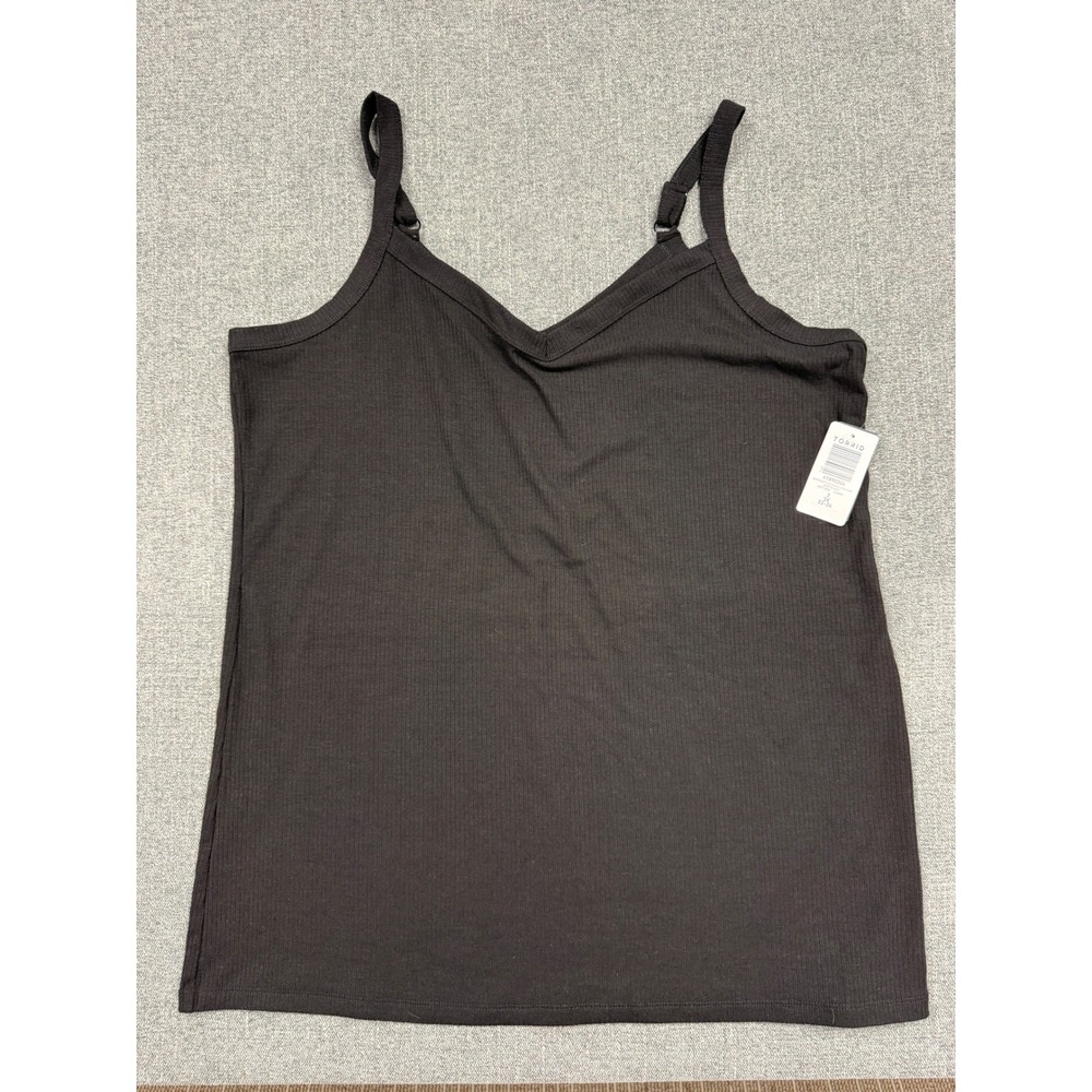 Torrid Super Soft Rib V-Neck Icon Cami Deep Black 3 3X 22-24 41890304